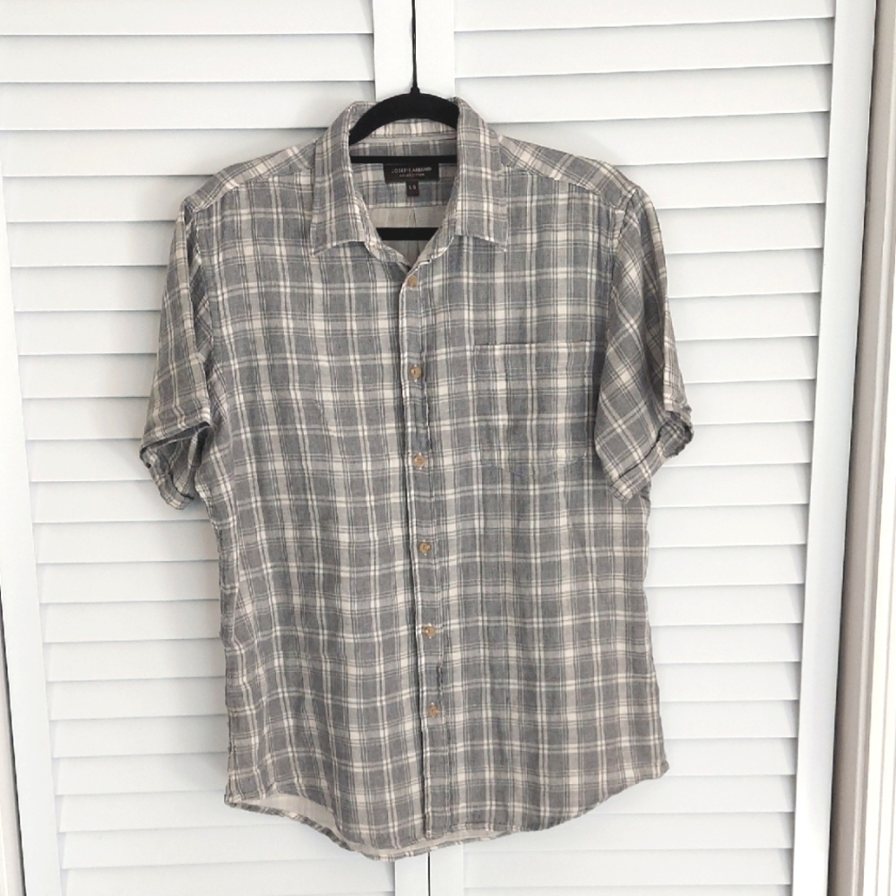 Joseph‎ Abboud Shirt, Size L, Classic Plaid, Short Sleeves, Buttondown, Cotton
